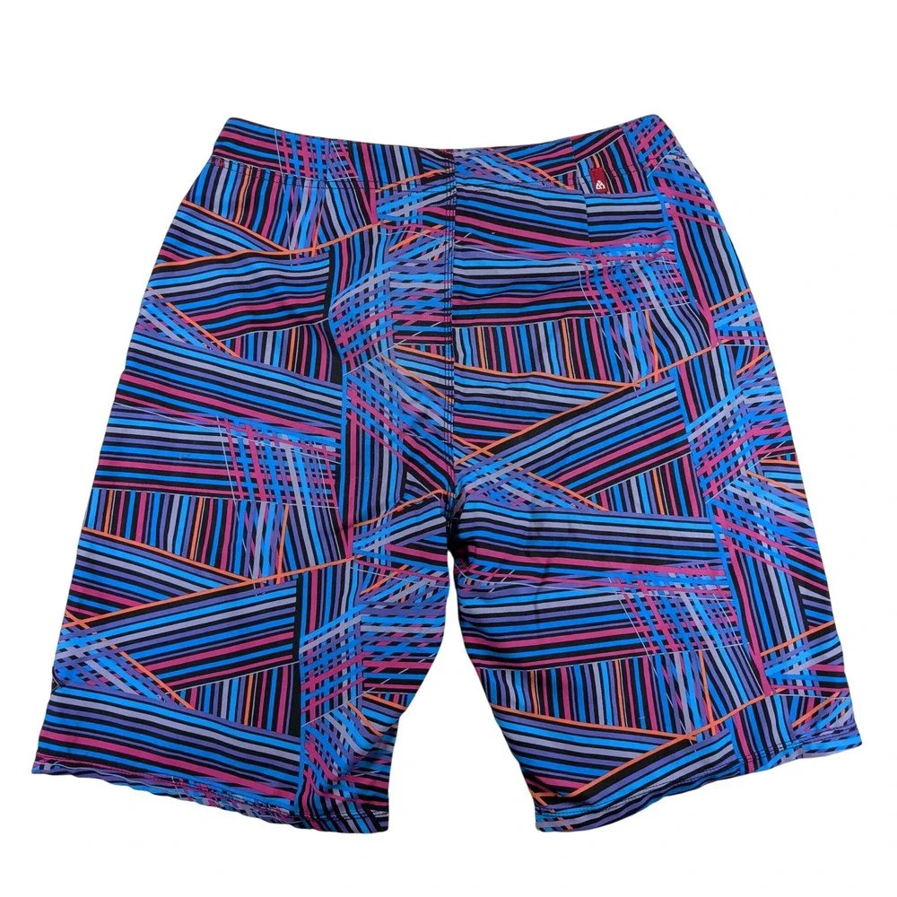 Matix Mens Ninja Whack Job Board Shorts Blue Geometric Abstract Swim Trunks 32